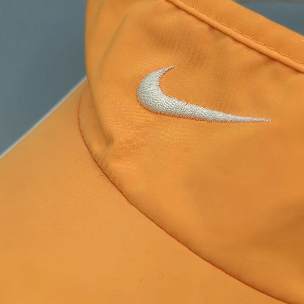 Vintage Nike Dri-Fit Hat Cap Visor Strapback Orange Running Tennis OSFA Y2K